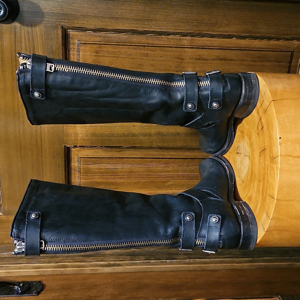 Frye Boots Veronica Back Zipper Buckles Black 7.5 M - Picture 8 of 16
